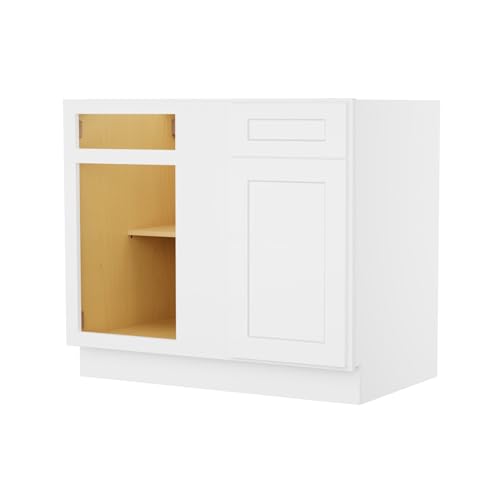 Image of Furinno Shaker Blind Bases Kitchen Cabinet, Ready to Assemble, 24 D x 39 W x 34.5 H, White