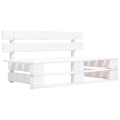 vidaXL Banc Palette de Jardin Blanc Sofa Canapé Salon Patio Extérieur Bois
