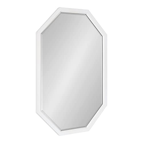 Kate And Laurel Hogan Farmhouse Octagon Wall Mirror, 24 X 36, Rustic White, Geometric Coastal Wall Decor #TOP12