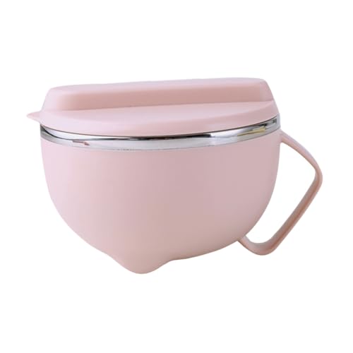 Cabilock 1pc Stainless Steel Instant Noodle Bowl Household Tableware Noodles Bowl Noodles Container Pink