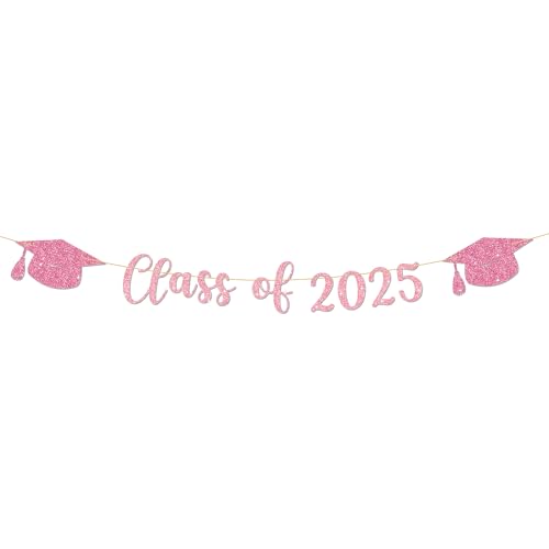Image of Pink Graduation Decorations - 9.8 ft Class of 2025 Banner, Graduation Party Decorations & Decor for Elementary, Perfect for 5th Grade 8th Grade, High School and College, Congrats Grad Sign