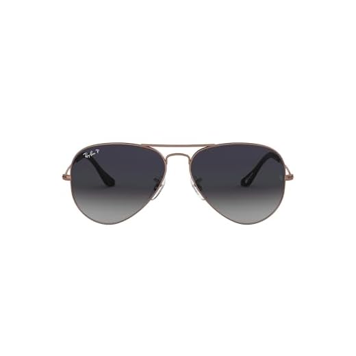 Ray-Ban Unisex Rb3025 Classic Aviator Sunglasses, Copper/Polarized Blue Gradient Grey, 58 mm