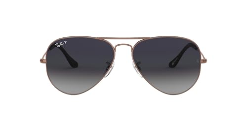 Ray-Ban Unisex Rb3025 Classic Aviator Sunglasses Copper/Polarized Blue Gradient Grey 58 mm