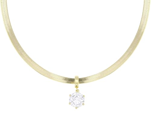 JTV 2.97 CT Cubic Zirconia Herringbone Necklace for Women - Sterling Silver - Elegant Diamond-Look Pendant - Wedding, Special Occasion, & Everyday Jewelry Gift with Gift Box - 18