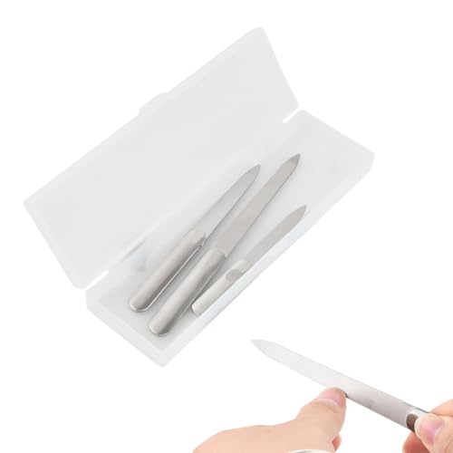 Culinavog 3 Piezas Lima Uñas, Metal Limas de Uñas Doble Cara, Profesionales Limpiadores de uñas Con Estuche, Reutilizables Limas Acero Inoxidable cara para Mujeres y Hombres, para Salón y Hogar, Plata