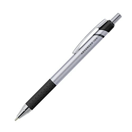 Office Depot Advanced Ink Retractable Ballpoint Pens, Bold Point, 1.2 Mm, Silver Barrel, Black Ink, Pack Of 12 #TOP1