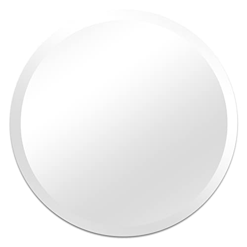 Space Art Deco, Beveled Frameless Round Wall Mirror, 18 Inch Circle