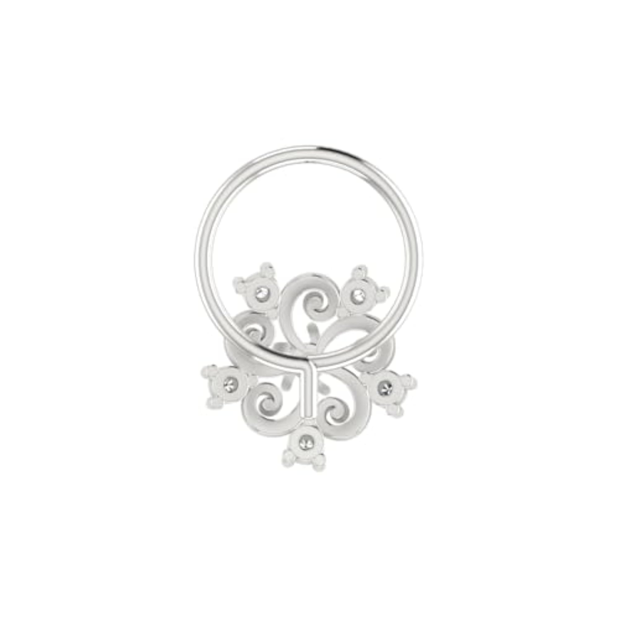 Women's 14Kt White Gold Stud Nosering, Elegant