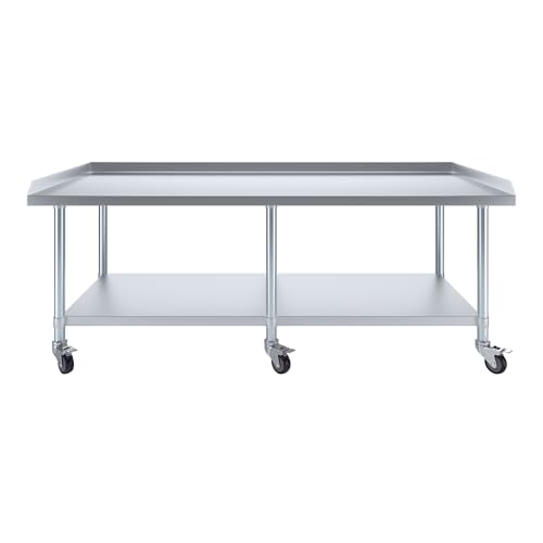 Image of AmGood Stainless Steel Equipment Stand with Undershelf + Casters, Heavy Duty, Commercial Grade, NSF Certified (30 inch Width x 72 inch Length + Casters)