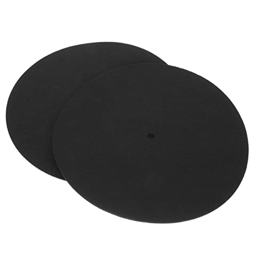 NULYLU 2 Pcs Vinyl Record Protectors Cd Player Record Pads for Turntable Protective Mat Black Felt