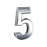 1.4 Inch Mailbox Numbers House Numbers 0-9 3D Self Adhesive Street Door Home Address Numbers Apartments Office Hotel Room Mailbox Signs Easy Install without Tools (Silver-5)