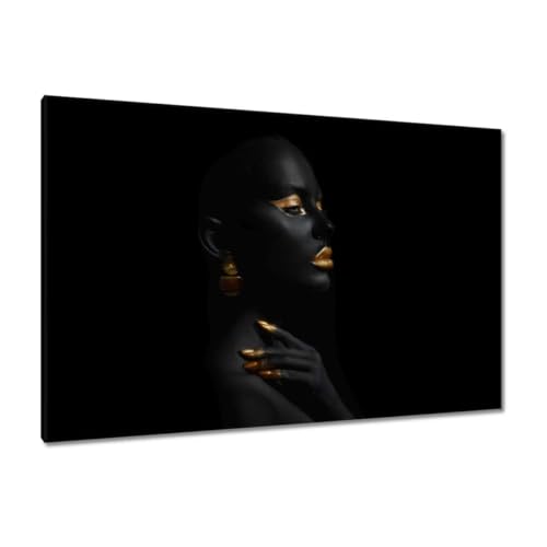 Peinture imprimée sur toile femme dorée grand format tableau 120x80
