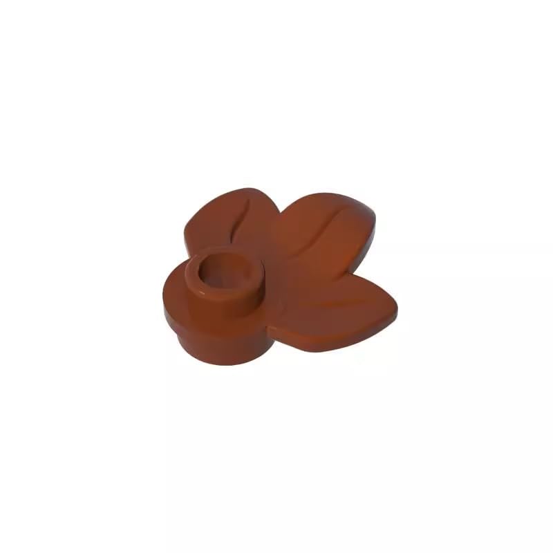 32607 Ornaments Plant, Plate 1x1 Round with 3 Leaves 50 Pieces GDS-1576 Compatible with Lego Building Blocks Color:Reddish Brown โ image 1