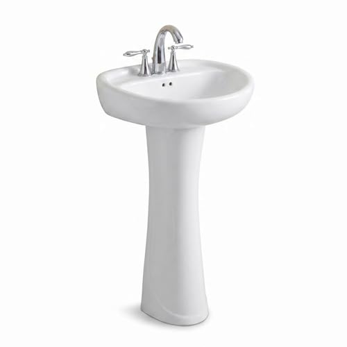 Fine Fixtures Prestige White Pedestal Sink Vitreous China Ceramic Material 20 X 17