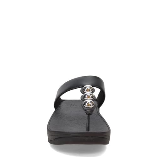 FitFlop Women's Fino Mirror-Dome Leather Toe-Post Sandals Wedge3