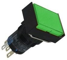 IDEC AL6H-P4-G 16 MM, 24 V AC/DC, 50/60 HZ, A6 Series, Green, Illuminated, IP40, Pilot Light, Rectangular Bezel