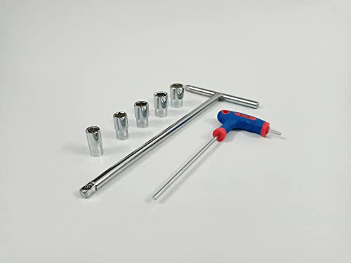 Image of 1 /4 inch Drive T-Handle with 8mm, 9mm, 10mm, 11mm and 12mm hex socket and 3mm Hex Allen Key, Anti-Slip & Anti-Corrosion properties (Combo 12)