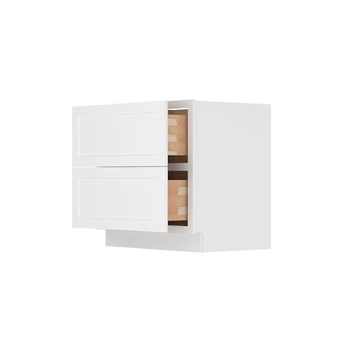 Image of Furinno Shaker Drawer Base Kitchen Cabinet with 2-Drawers, Ready to Assemble, 24 D x 36 W x 34.5 H, White