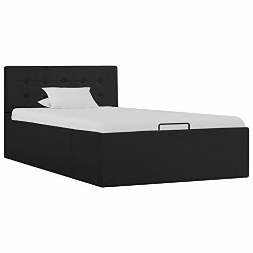 LAPOOH Cama canapé hidráulica almacenaje Tela Gris Oscuro 100x200 cm, Somier, Cama es, Estructura Cama - 285571