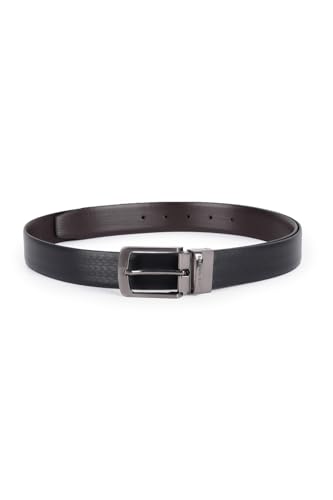 Image of Louis Philippe Men's 100% Italian Leather Brush Nickel Buckle Formal Reversible Belt