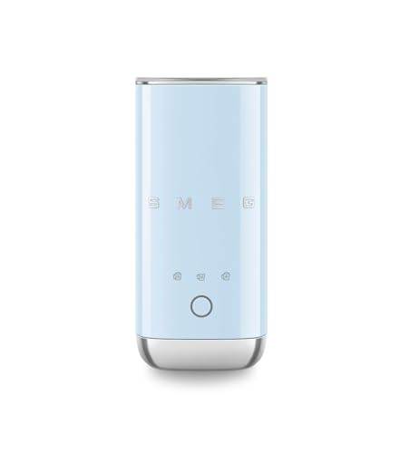 Smeg, Montalatte Elettrico MFF02PBEU, 3 Funzioni Bevanda, Frusta Removibile, Rivestimento Ceramico Antiaderente, 500 W, Azzurro Pastello