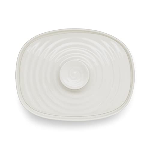 Portmeirion Sophie Conran White Covered Butter Dish | Butter Keeper with Lid for Countertop | Made from Fine Porcelain | Microwave and Dishwasher Safe