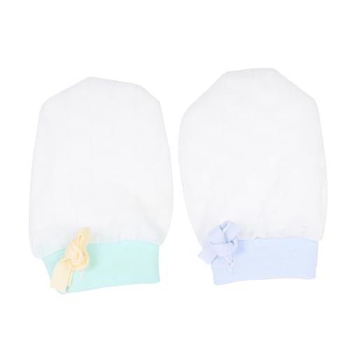 Ipetboom Protective Gloves for Baby 2 Sets of Silk Mittens No Scratch Mittens Adjustable Drawstring Comfortable Fit for Infants