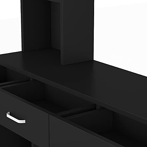 Paddie Barber Salon Station Wall Mount Hair Styling Salon Equipment Set Beauty Spa Furniture Set, Lockable Left Shelf, Mirror Not Included(Black) #TOP5