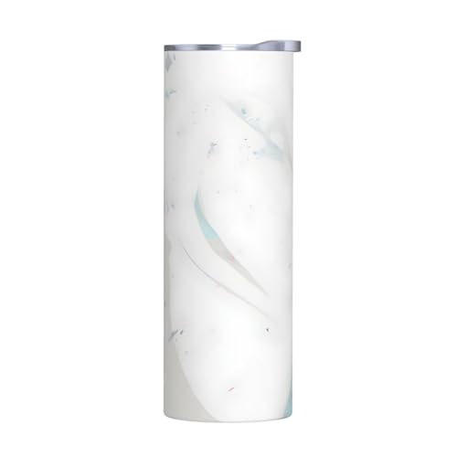 Sin accesorios - Taza de acero inoxidable de 20 onzas, botella de agua aislada con impresión artística azul y blanca para bebidas calientes y frías, taza térmica portátil