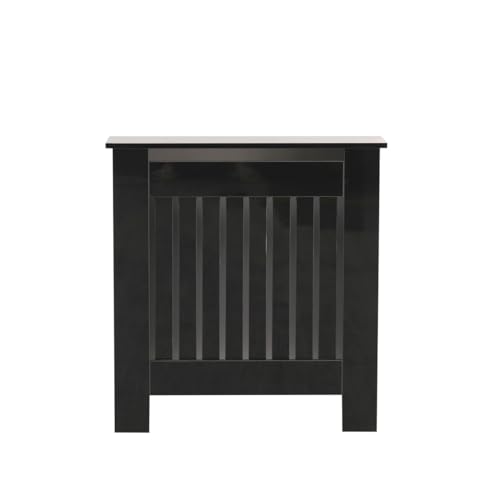 FurnitureHMD High Gloss Radiator Cover Vertical Slat Wooden Cabinet Heating Cover Wall Cabinet for Bedroom,Living Room,Hallway (small size)