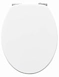 AQUALONA® Essential Value Toilet Seats Wipe Clean Moulded Wood - Stainless Steel Slow Close Hinges - Wipe Clean - Easy Installation (Solid Wood White)