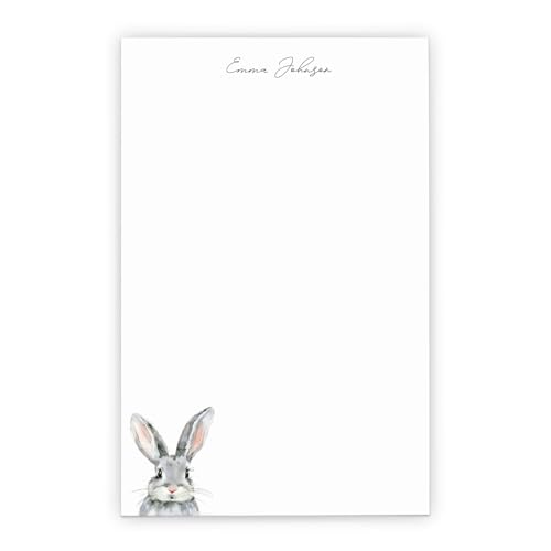 Personalized Cute Bunny Note Pads With Envelopes, Rabbits Stationery For Letter Writing, Custom Stationary With Animals, Rabbit Themed Notepad For Note Taking, Bunnies, Size 5.5in x 8.5in, 50 Sheets