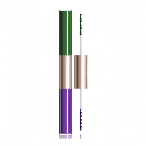 Waterproof Colorful Mascara with Small Brush, 1 Mascara with 2 Colors, Multi-Color, 2 Brush 2 Colors, Smudge-Proof, Long-Lasting, Volume and Lengthening, No Clumping (Green &amp; Purple)
