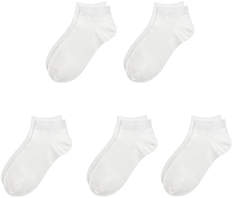 SERISIMPLE Kids Bamboo School Socks Ankle Super Soft School Uniform Socks Stretch Cuffs Athletic Socks for Boys Girls 5 Pairs (White, Medium)