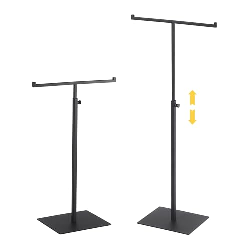 Elitnus Purse Stands for Display - 2 Pack Adjustable Height Metal Jewelry Display Stand - Countertop Keychain Display Holder Stand - Sturdy Necklace Display for Vendors (Black T-Bar)
