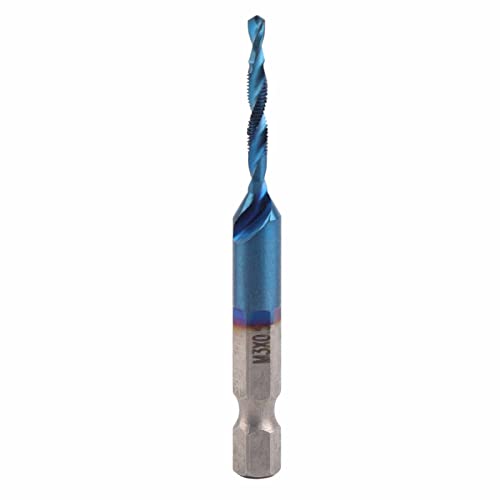 Broca de grifo con vástago hexagonal, chapada en azul, de acero de alta velocidad M6, 6,35mm, para perforación y piezas de trabajo de Metal, aluminio y hierro (Acero de alta velocidad chapado en azul