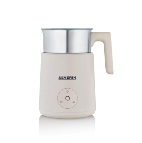 SEVERIN Espumador de leche por inducción, espumador eléctrico apto para el lavavajillas, bote espumador, acero inoxidable cepillado/beige, SM 3589