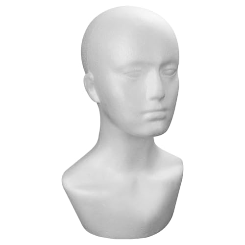 Cabeza de peluca | Modelo de cabeza de maniquí de peluca masculina | Modelo de soporte de pelo de maniquí blanco para sombreros, accesorios para el cabello, manualidades, bufanda, salón, auriculares