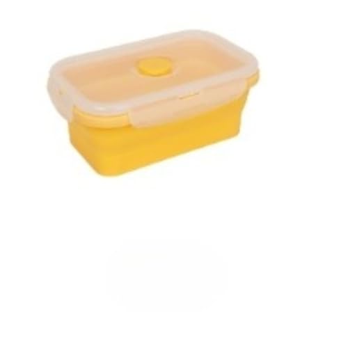 Ambety【4点セット】弁当箱 シリコンランチボックス 折りたたみ式多機能シリコンランチボックス 弁当密閉保存容器 スクエア 350ml/550ml/850ml/1200ml 電子レンジ、冷凍庫、オーブン対応 (イエロー)