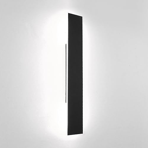 Aplique de Pared Negro para Porche, lámpara de Pared Lineal de Metal con Pantalla acrílica Blanca, Apliques de Pared LED Modernos, luminarias de Pared de Tira Simple para Pasillo, Hueco de Escalera 6