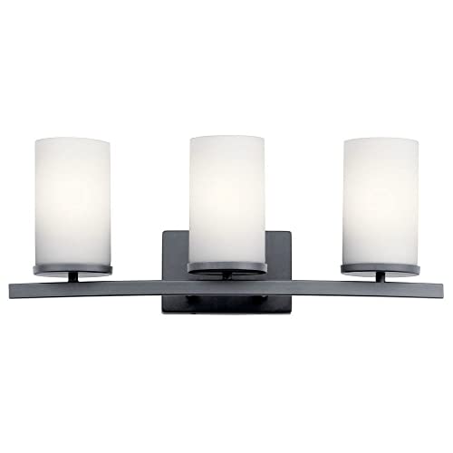 Image of KICHLER Crosby 23 inch 3 Light Vanity Light Satin Etched Cased Opal Olde Bronze,White