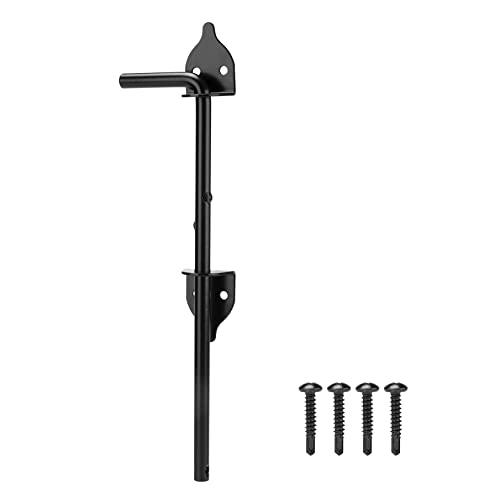 Image of HILLMASTER 12 inch Heavy Duty Cane Bolt Gate Drop Rod for Wood Fence, Steel Drop Bolts Cane Bolt Hardware for Wooden Gater and Holding Doors, Black Finish