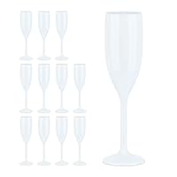 Relaxdays Sektgläser Kunststoff 12er Set, bruchfest, BPA-frei, Mehrweg Champagnergläser, Hochzeit, Camping, 150 ml, weiß