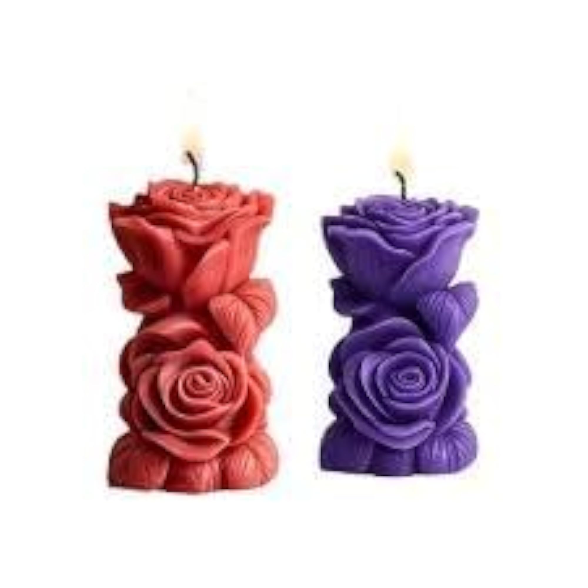 Handcrafted Rose Pillar Candle, Aesthetic Floral Sculpture for Home Decor