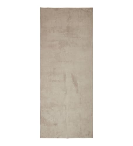 Image of Obsessions Polyester Bedside Runner with Solid Pattern Felt Backing, Ideal for Bedroom & Living Room 60x150cm, Taupe