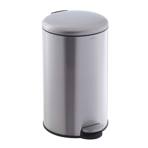 CASABEL Poubelle Cuisine 50 Litres - 100% Acier Inoxydable, Anti-Traces de Doigts, Corbeille Ronde avec Pédale et Couvercle pour Salle de Bain, Cuisine,...