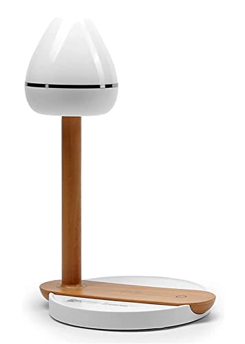 JYARZ Lampara Escritorio para Oficina Lámpara De Escritorio LED, Mesa con Puerto Carga USB, Atenuador 3 Niveles, Lámparas Multifunción Grano Madera Moderno Flexo Escritorio
