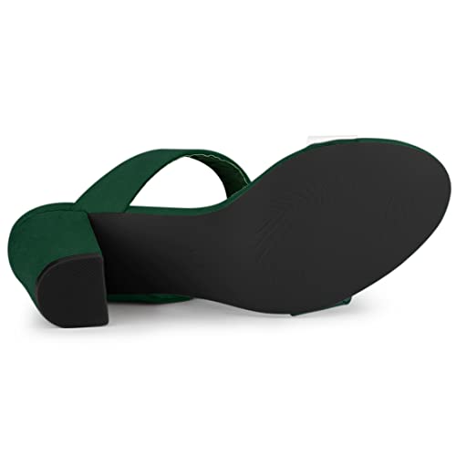 Allegra K Women's Dual Clear Strap Block Heels Slides Green Sandals 8 M US