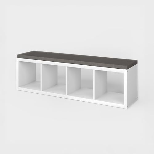 INWONA Sitzauflage Kallax Regal | Sitzpolster | Polsterauflage | Sitzkissen fürs 4er Kallax | Auflage für Sideboard als Sitzbank | Unempfindlicher Stoffbezug | 146 x 39 x 4 cm | Dunkelgrau, Anthrazit