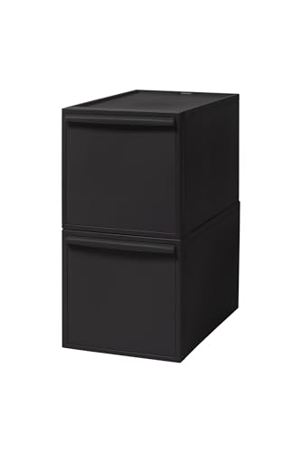 ライクイット (like-it) 収納ボックス 約幅32×奥52×高62.6cm 日本製 クローゼットシステム 引出し (M) 3個組 オールブラックブラック CS-D2 3P 累計販売数270万台突破